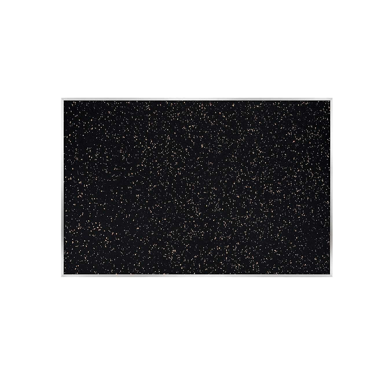 Ghent Recycled Rubber Bulletin Board, Satin Aluminum Frame, 4'H x 7' 4"W, Tan Speckled (ATR47-TN)