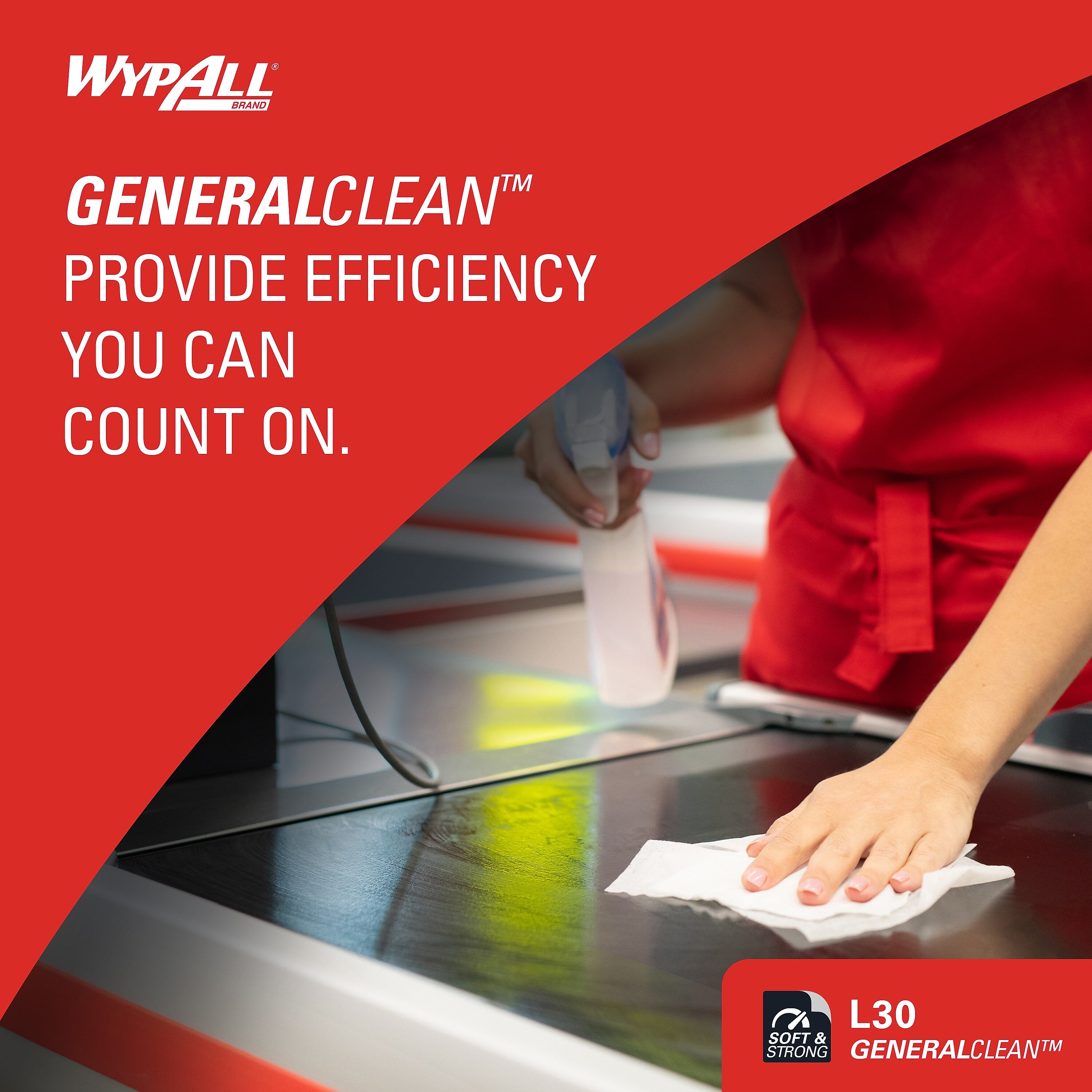WypAll GeneralClean L30 Fabric Cleaning Wipers, 13.3" x 12.4", White, 875 Sheets/Roll, 875 Wipers/Box (5841)