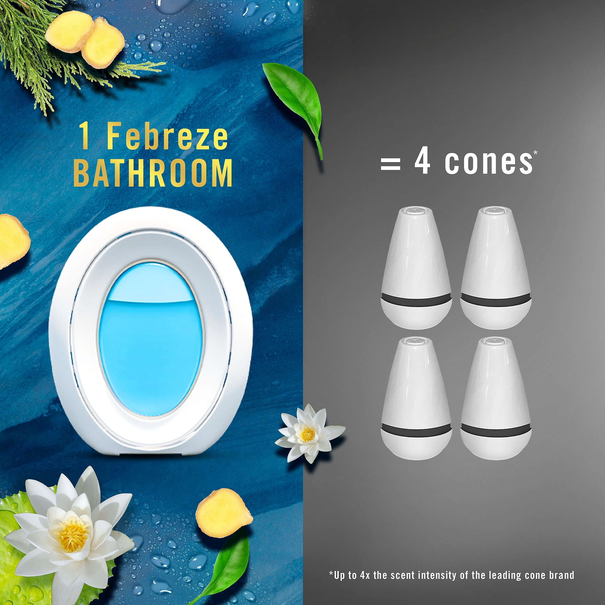 Febreze Bathroom Origins Air Freshener, Ocean Scent, 0.25 oz., 4/Pack (07695)
