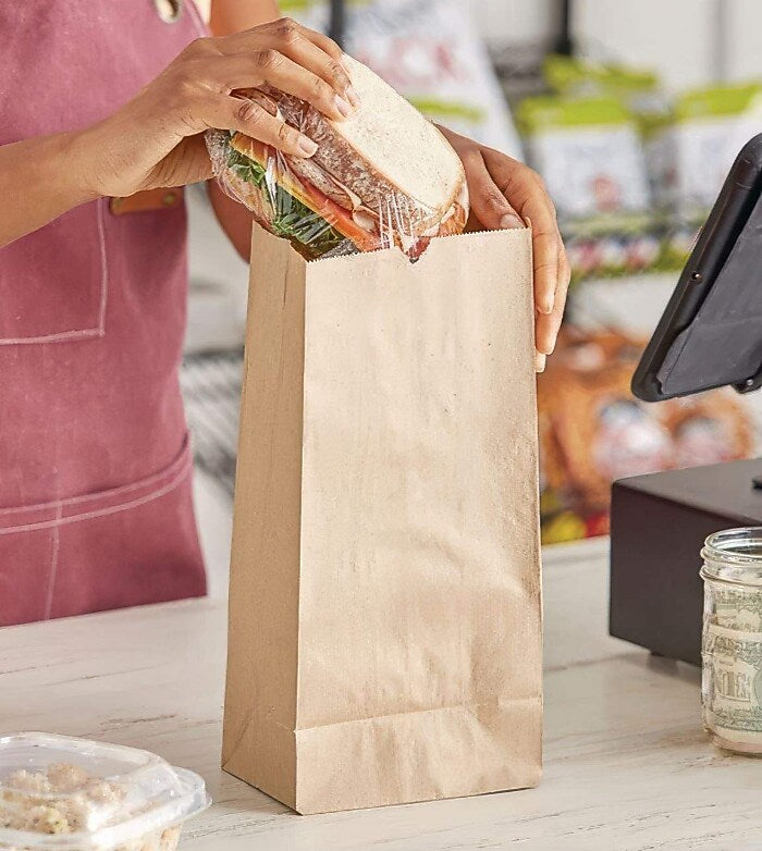 Ross & Wallace Paper Bags, 8# Size, Extra-Heavy-Duty, 60# Basis Weight, 6" x 3.88" x 12.5", Kraft, 500/Bundle (BAGGX8500)