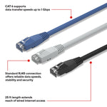 Staples TECH 25 ft. Cat-6 Ethernet Cable, Male to Male, Assorted Colors, 3/Pack (ST62460)