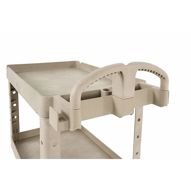 Rubbermaid 2-Shelf Plastic/Poly Mobile Utility Cart with Swivel Wheels, Beige (FG450088BEIG)