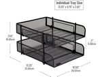 Mind Reader 2-Tier Stackable Paper Desk Tray, Metal Mesh, Black, 2/Set (2CSTACK2-BLK)