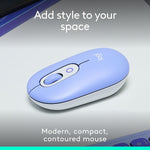 Logitech POP Wireless Ambidextrous Optical Mouse, Lilac (910-007410)