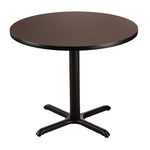 NPS CT Series 36" Round 30" Height Cafe Table, X Base, Black Frame/Mahogany Top (CT13636XDPBTMMY)