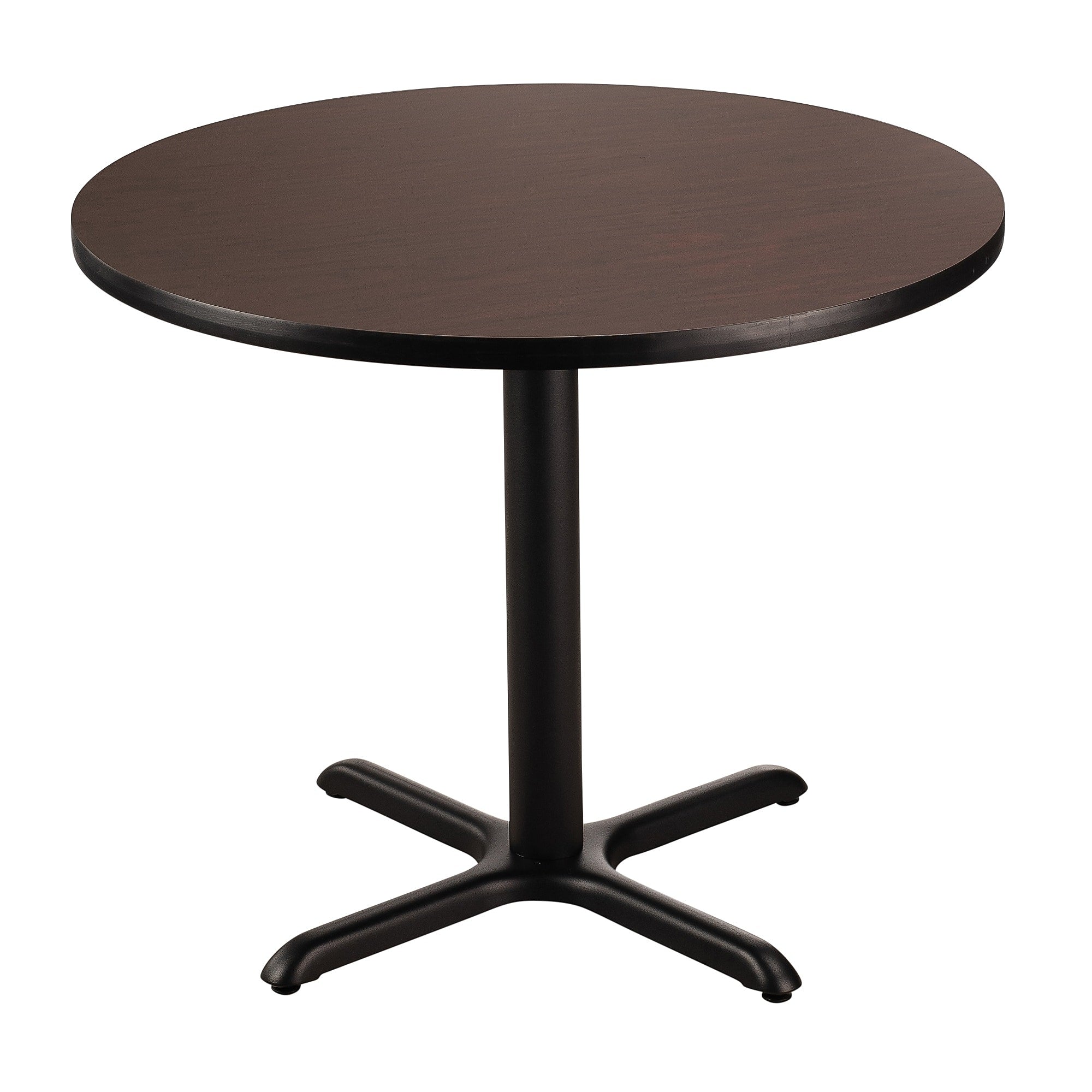 NPS CT Series 36" Round 30" Height Cafe Table, X Base, Black Frame/Mahogany Top (CT13636XDPBTMMY)
