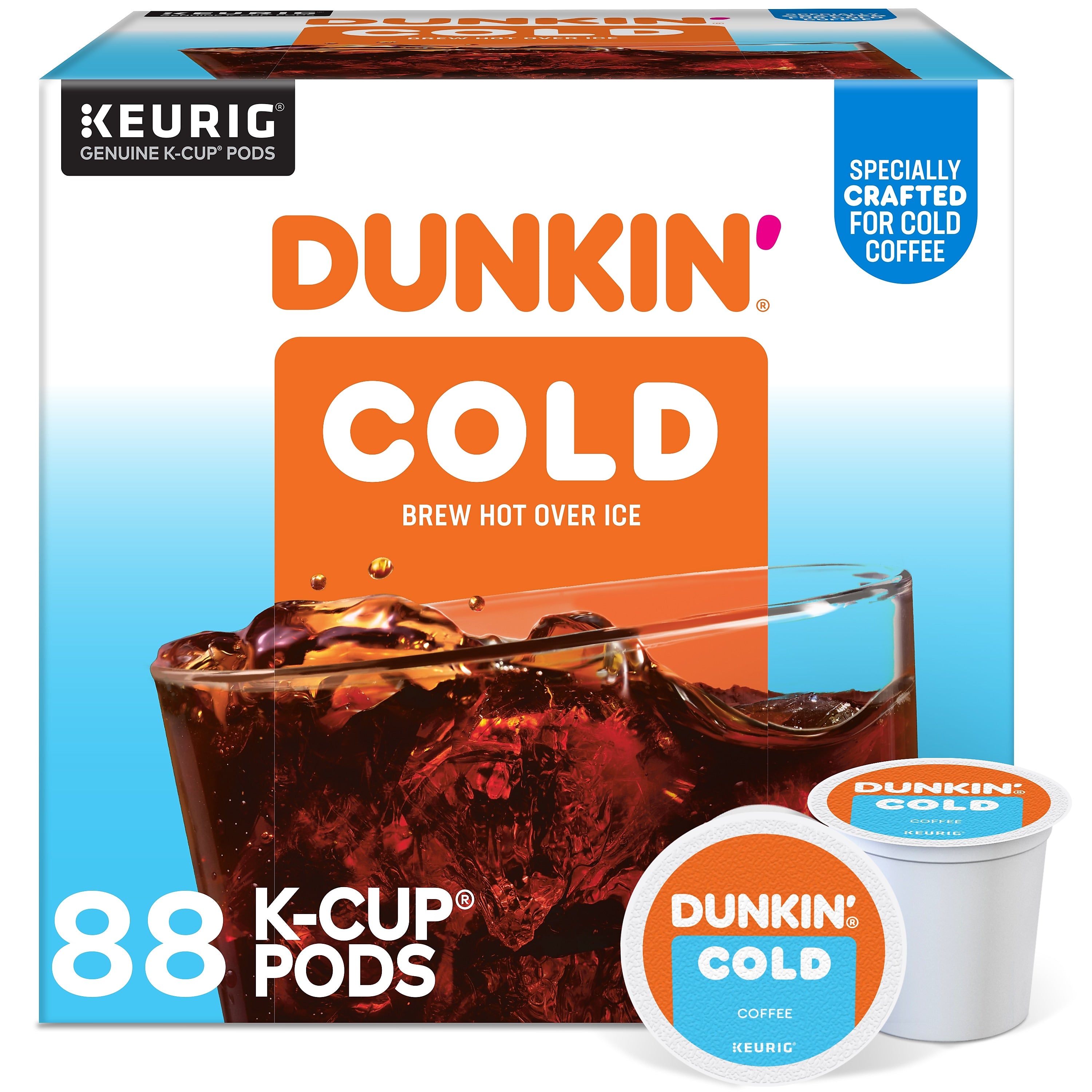 Dunkin' Cold Iced Coffee Keurig® K-Cup® Pods, Medium Dark Roast, 88/Carton (5000369251CT)