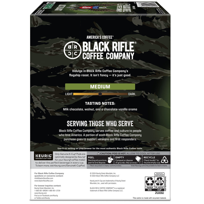 Black Rifle Coffee Company Just Black Coffee Keurig® K-Cup® Pods, Medium Roast, 22/Box (5000384042)