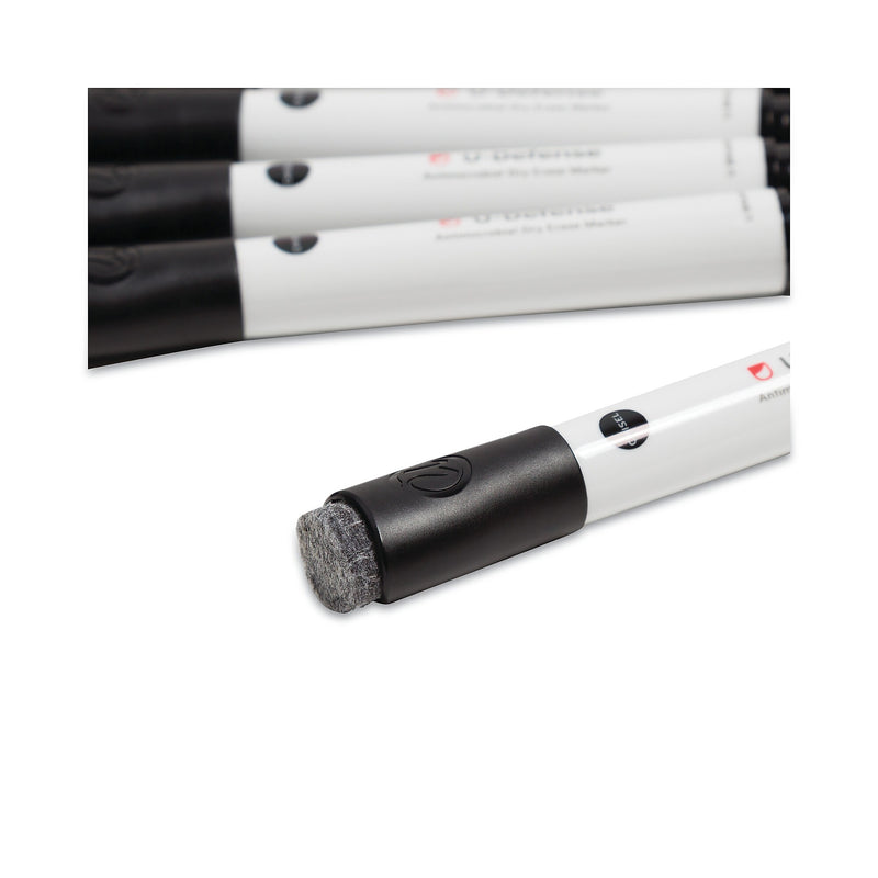 U Brands U-Defense Dry-Erase Markers, Broad Chisel Tip, Black, 12/Pack