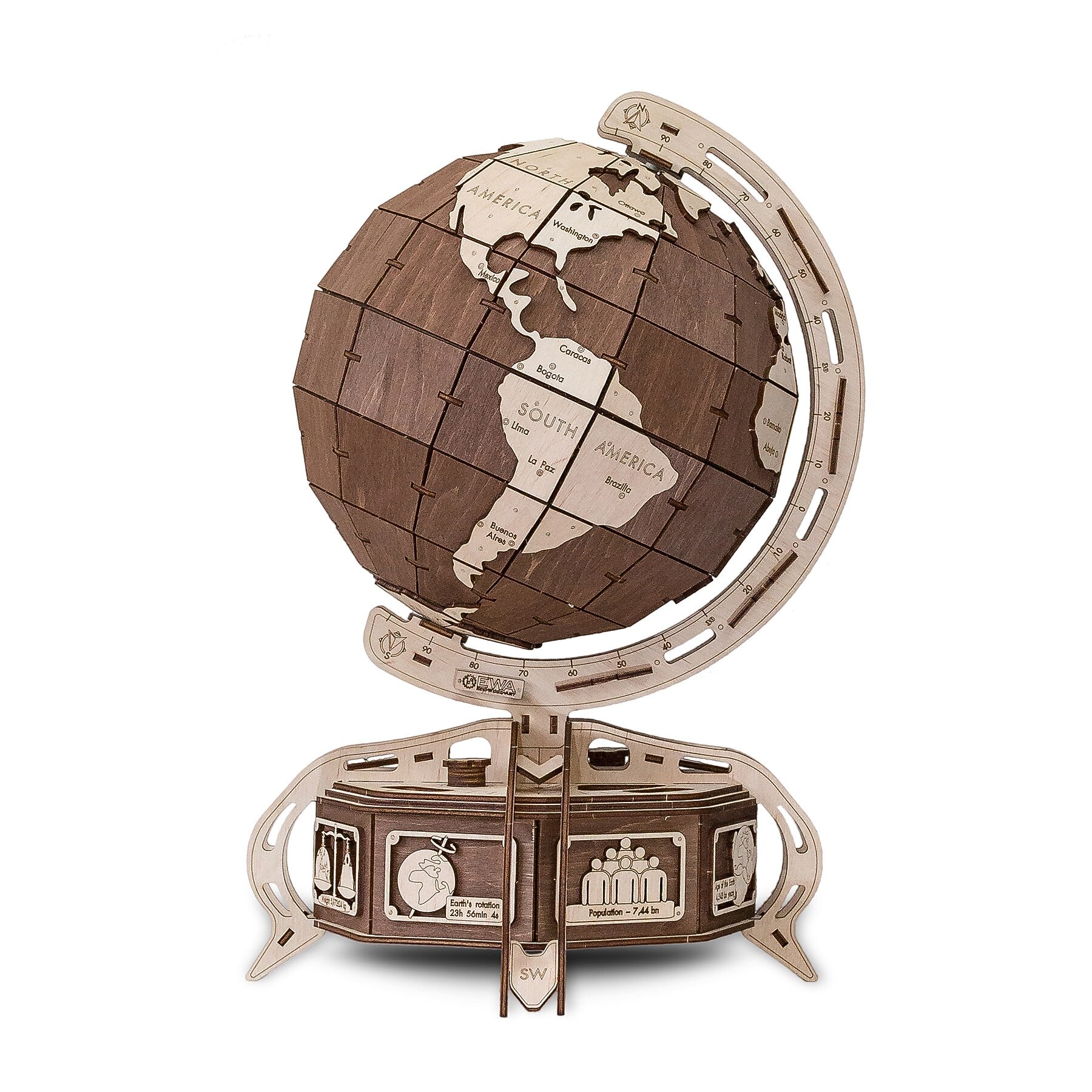 EWA Eco-Wood-Art Globe Brown 3D Wooden STEM Construction Kit, 393 Pieces/Set (AVRAV0523405)