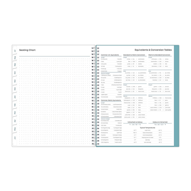 2025-2026 Blue Sky Teacher Dots 8.5" x 11" Academic Year Weekly & Monthly Planner, Plastic Cover, Multicolored (100330-A26)