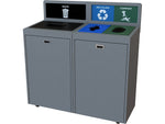 CleanRiver TIM Plastic Three-Stream Recycling Station, 72 Gallon, Gray (TIM72-3-WRC-GY)