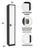 AdirOffice 72" Single Tier Black and White Storage Locker, 4/Pack (ADI629-201-B-W-PKG-4)