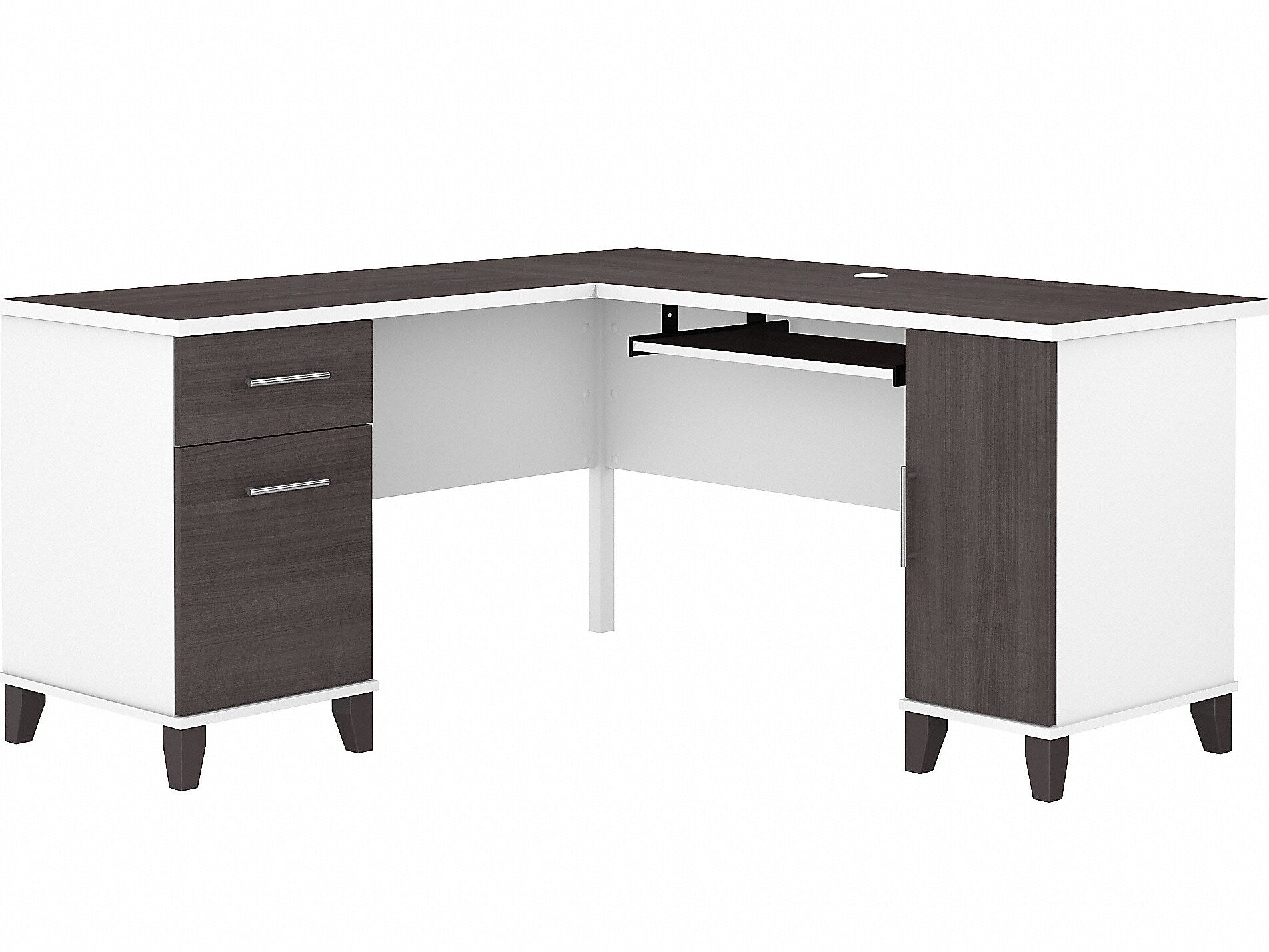 Bush Furniture Somerset 60"W L Shaped Desk with Storage, Storm Gray/White (WC81030K)