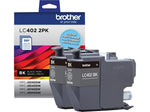 Brother LC402 Black Standard Yield Ink Cartridge, 2/Pack (LC4022PKS)