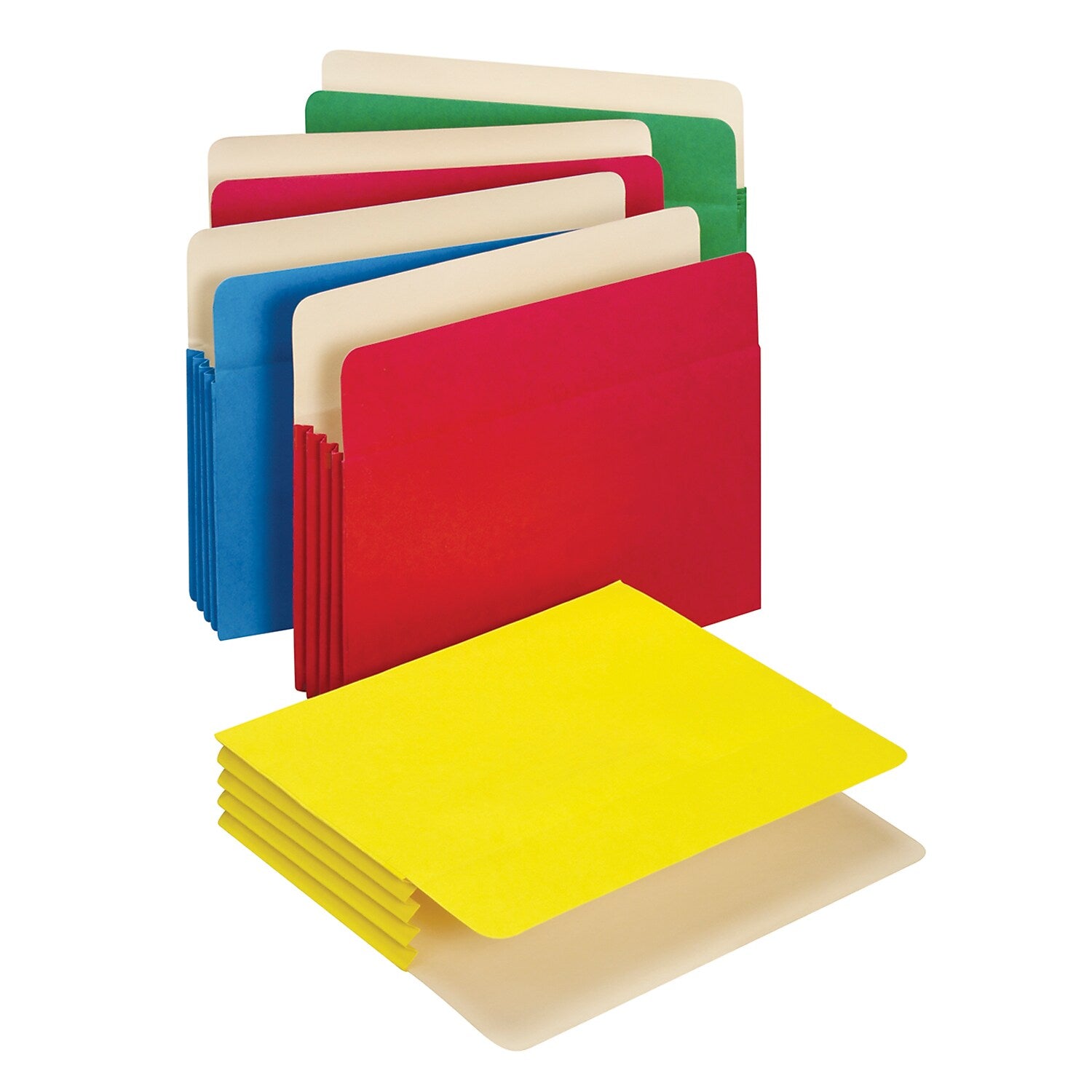 Pendaflex File Pockets, Reinforced, 3 1/2" Expansion, Letter Size, Assorted Colors, 5/Box (51524E5 ASST)