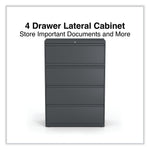 Alera® Lateral File, 4 Legal/Letter/A4/A5-Size File Drawers, Charcoal, 36" x 18.63" x 52.5"