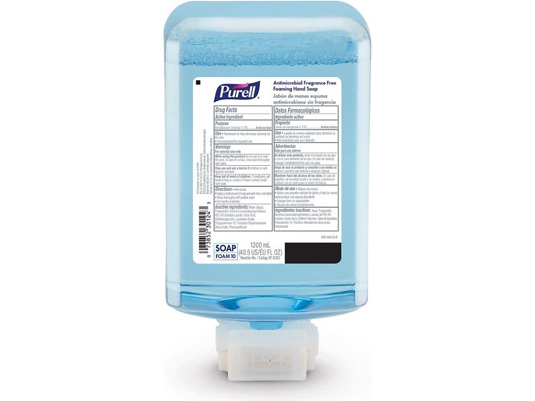 PURELL Foaming Hand Soap Refill for ES10 Dispenser, 1200mL, 2/Carton (8383-02)