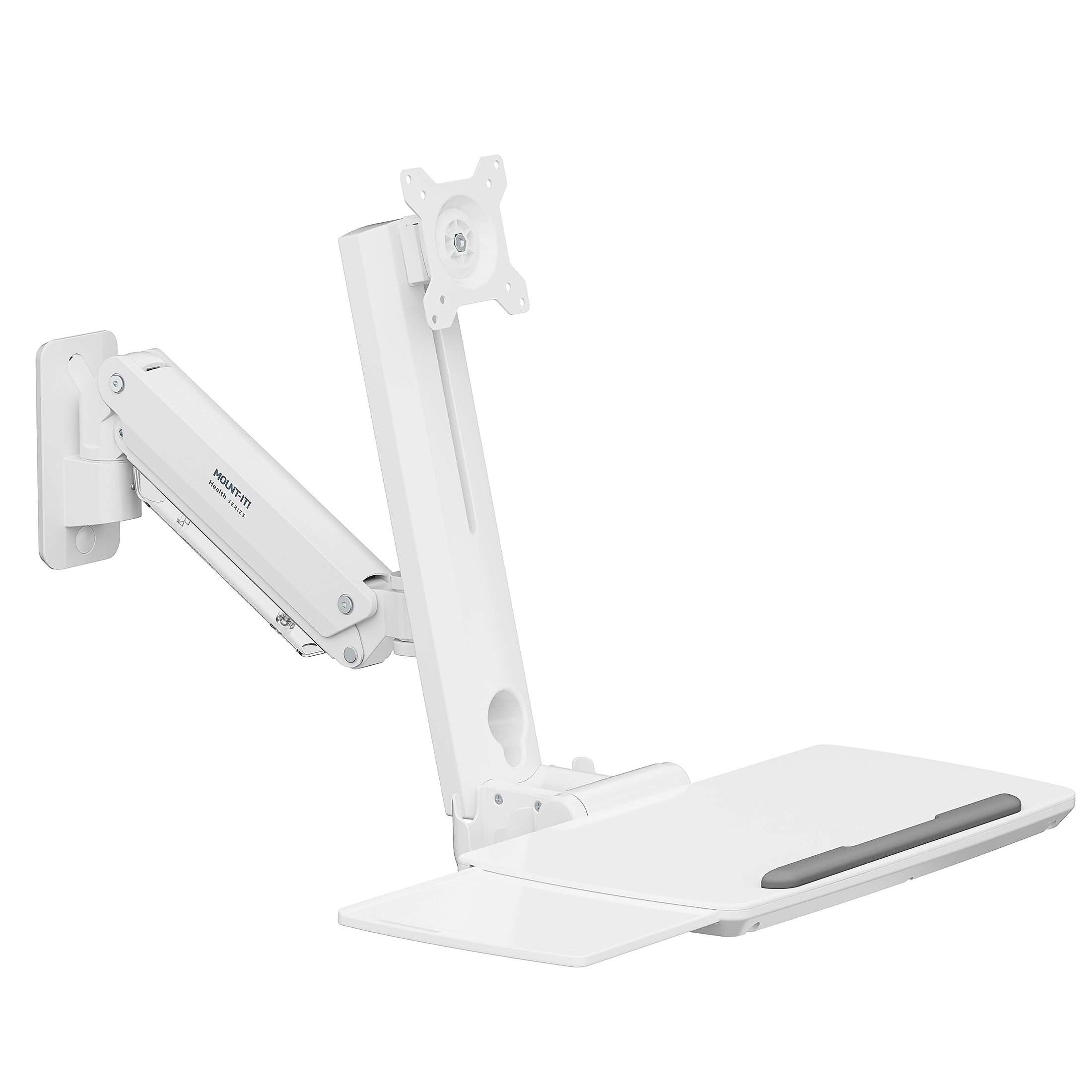 Mount-It! MedHub Wall Mounted, Flexible Workstation for Monitors up to 35", Matte White (MI-16001)