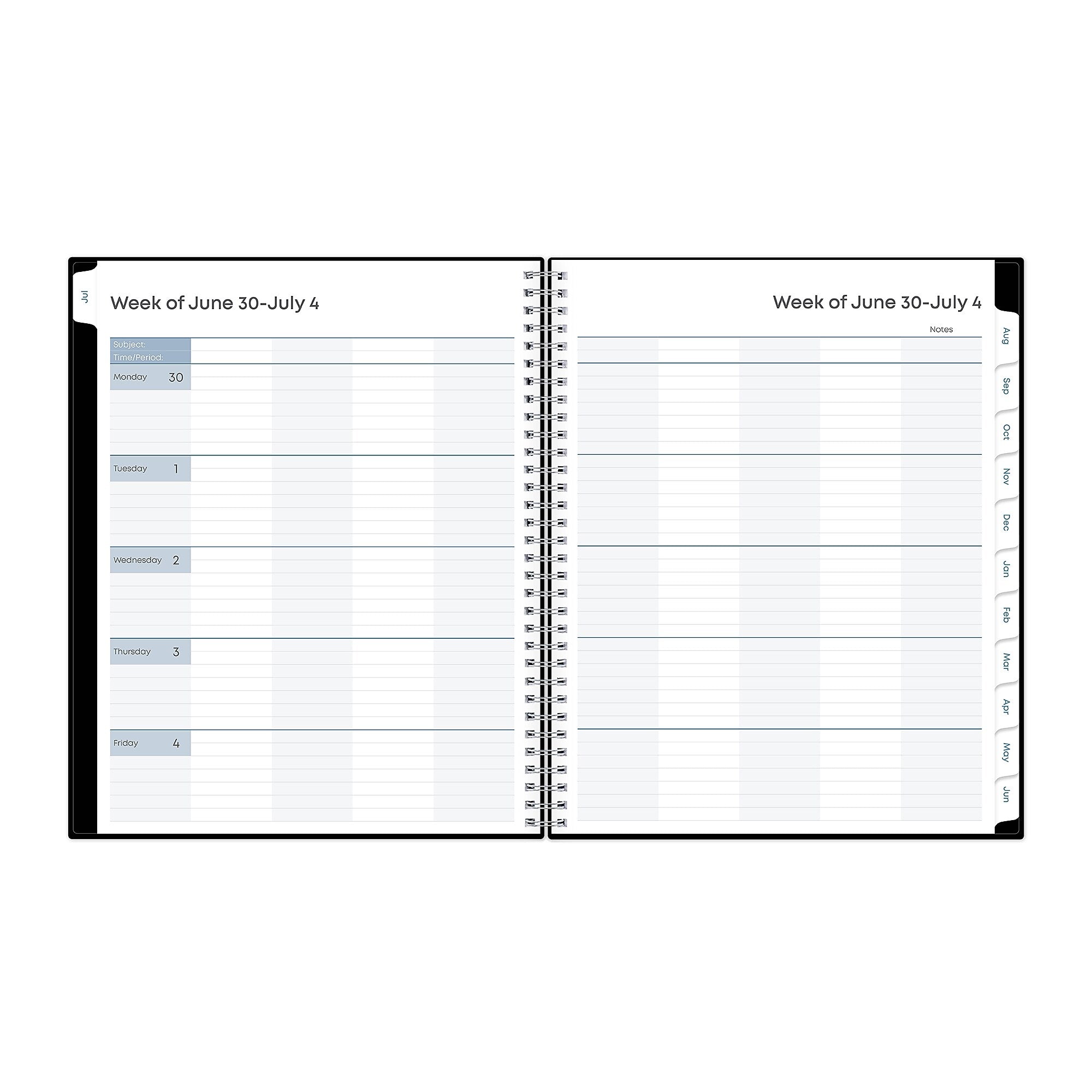 2025-2026 Blue Sky 8.5" x 11" Academic Year Weekly & Monthly Planner, Plastic Cover, Solid Black (134433-A26)