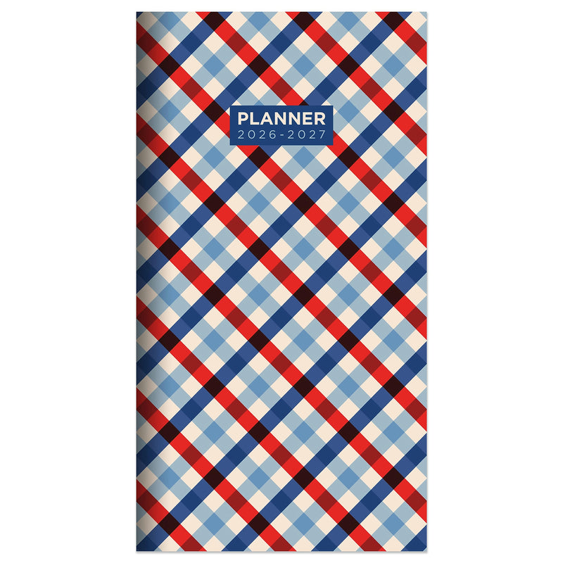 2026-2027 TF Publishing Patriotic Plaid 3.5" x 6.5" Monthly, Paperboard Cover, Multicolored (26-7028)