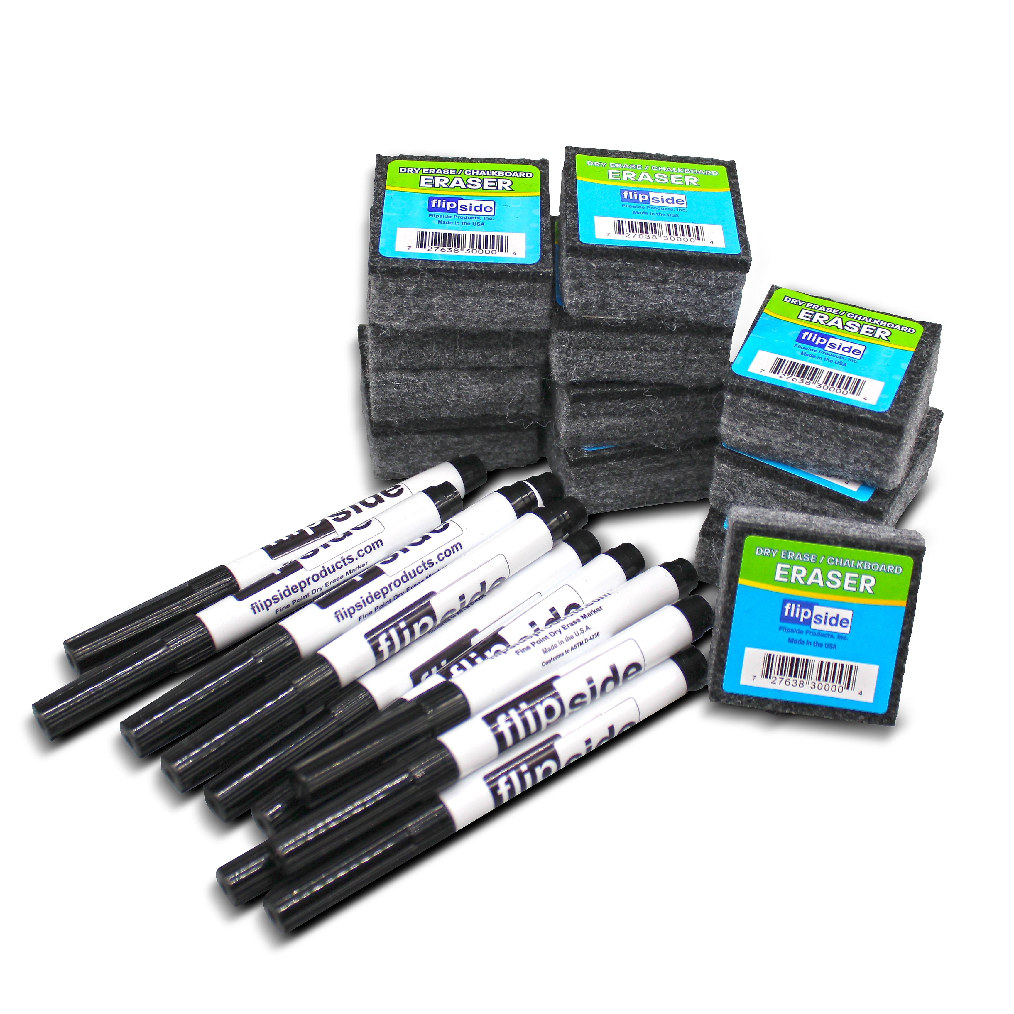 Flipside Dry-Erase Mobile Whiteboard with Eraser and Pen, 0.75' x 1', 12/Pack (21034)