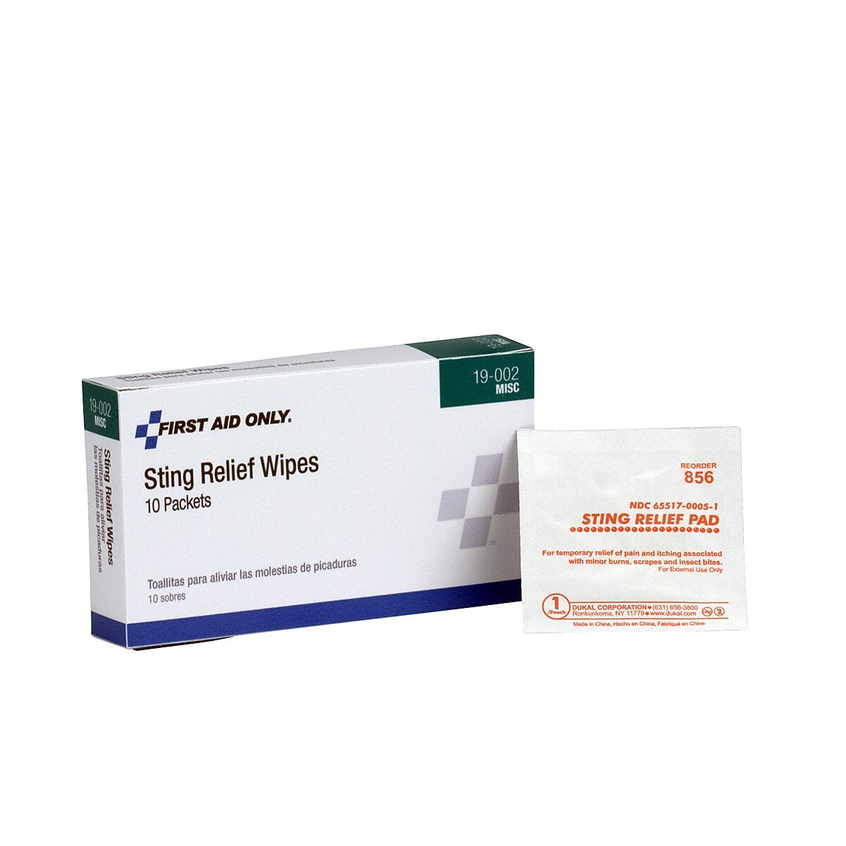 First Aid Only Sting Relief Wipes, 10/Box (19-002)