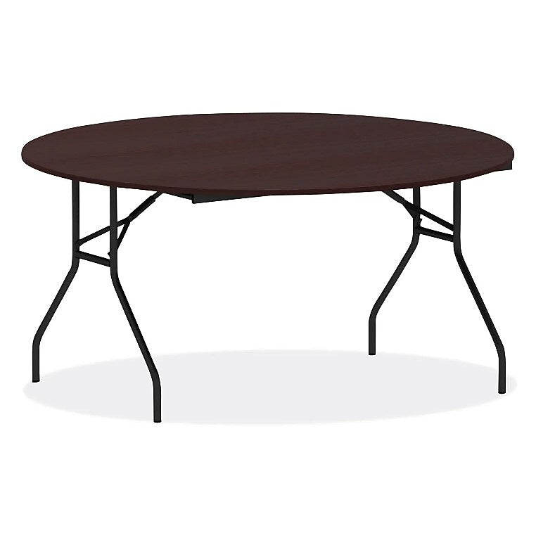 Alera® Round Wood Folding Table, 59 dia x 29.13h, Mahogany (ALEFT7260DMY)