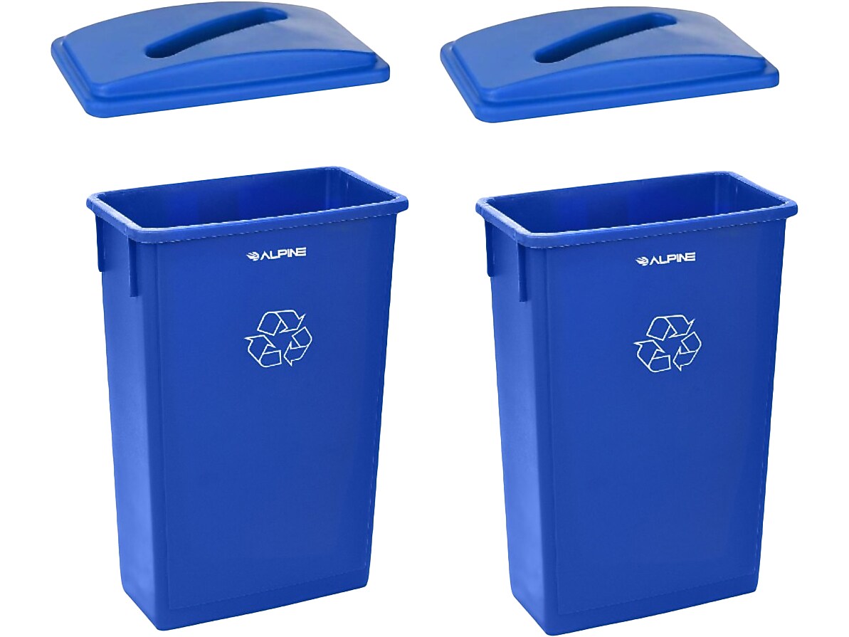Alpine Industries Polypropylene Recycling Bin, 46 Gallon, Blue, 2/Pack (ALP477-R-BLU-PKG3-2)