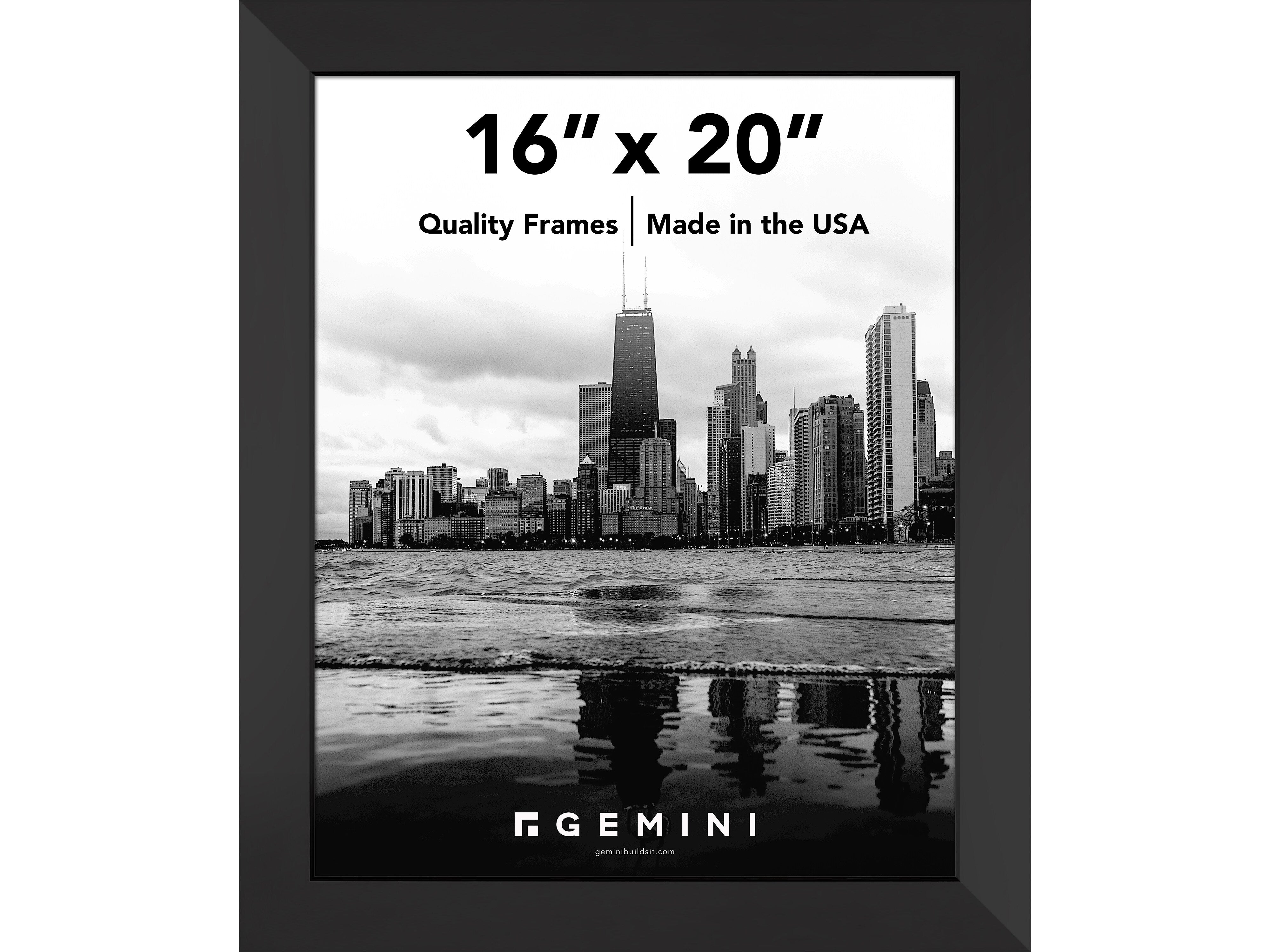Gemini 16" x 20" Wood Picture Frame, Matte Black (GBLACK 11)