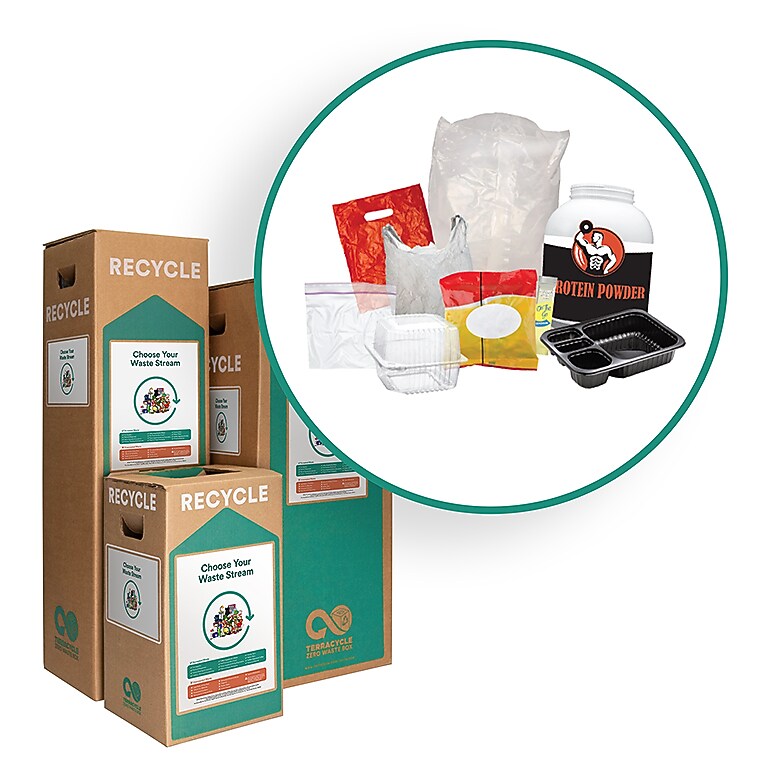 TerraCycle Cardboard Plastic Packaging Recycling Box, 10.47 Gallon, White/Green (289)
