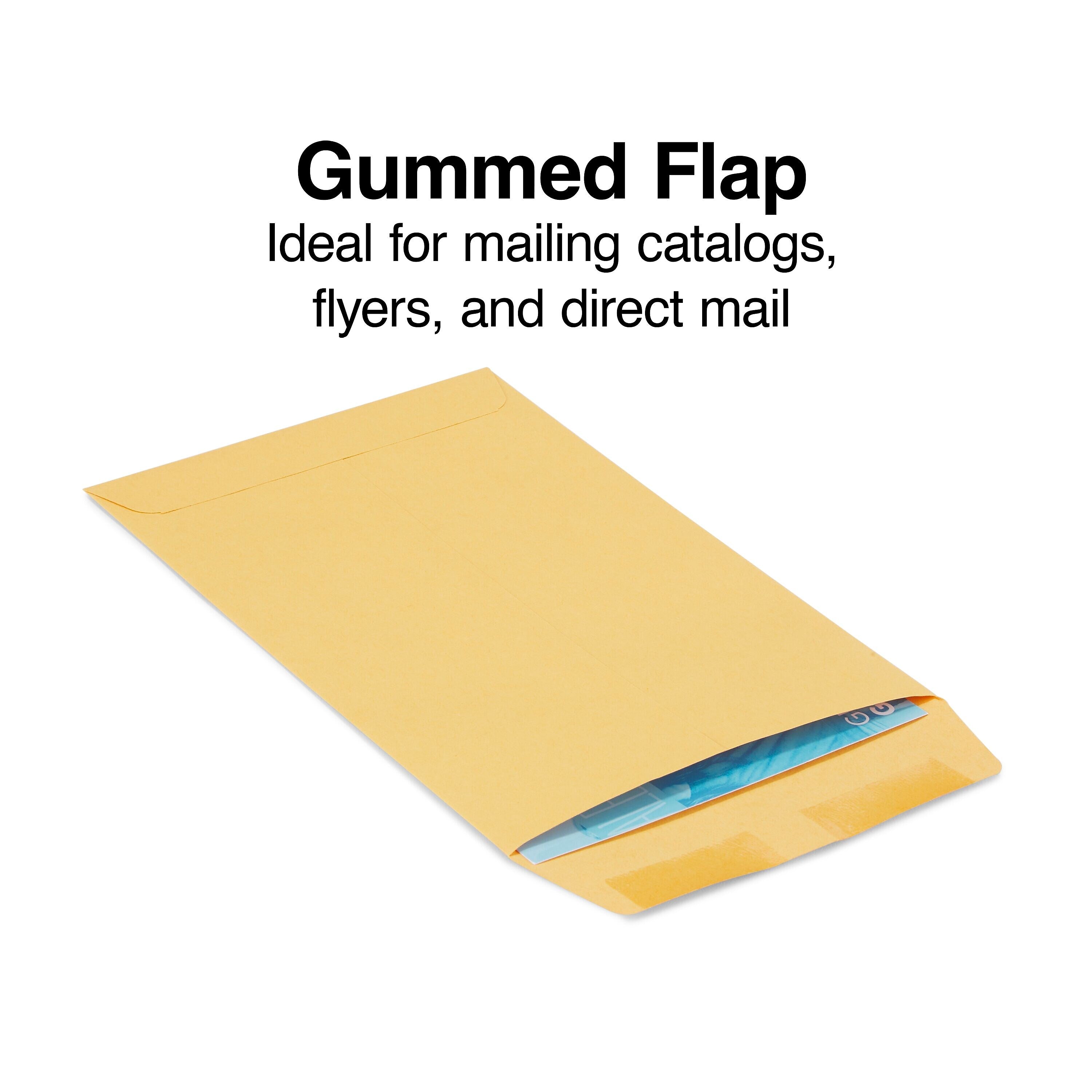 Staples Gummed Kraft Catalog Envelopes, 6" x 9", Brown, 100/Box (17097)