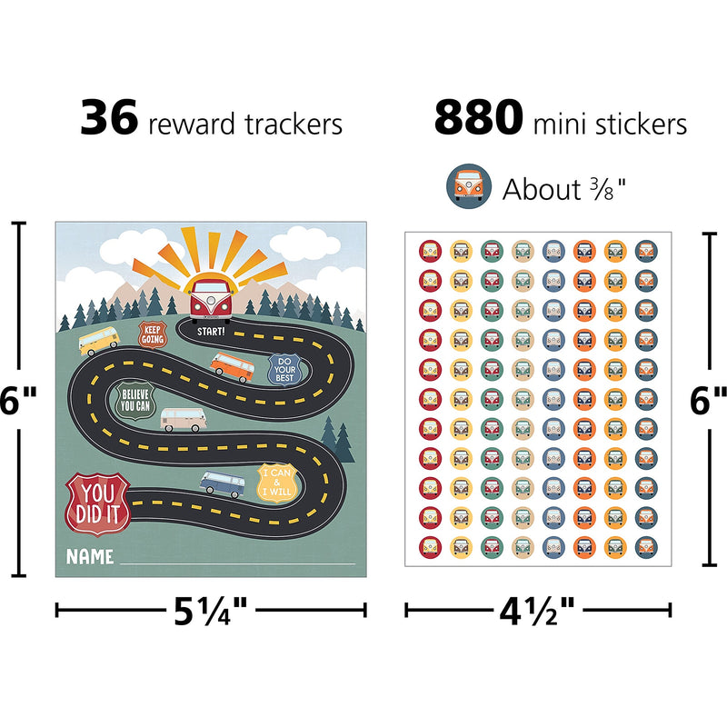 Teacher Created Resources Moving Mountains Road Trip Reward Trackers with Stickers, 5.25" x 6", 3 Packs/Bundle (TCR6869-3)