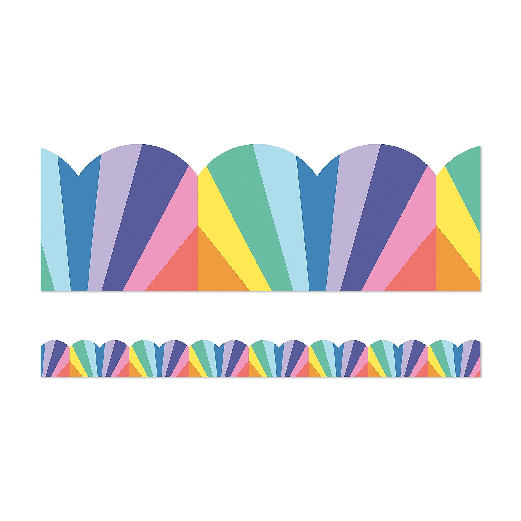 Carson Dellosa Education We Stick Together Scalloped Bulletin Board Borders, 3" x 3', Rainbow Burst, 6/Bundle (CD-108518-6)