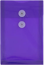 JAM Paper Premium Plastic Filing Envelope with Button & String Closure, 6 1/4" x 9 1/4", Purple, 3/Pack (472B1PUX3)