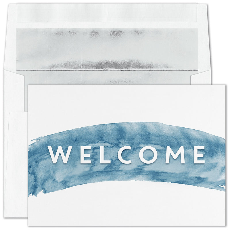 "Welcome Brushstroke" Welcome Card w/ Silver Lined White Envelope, 250/BX