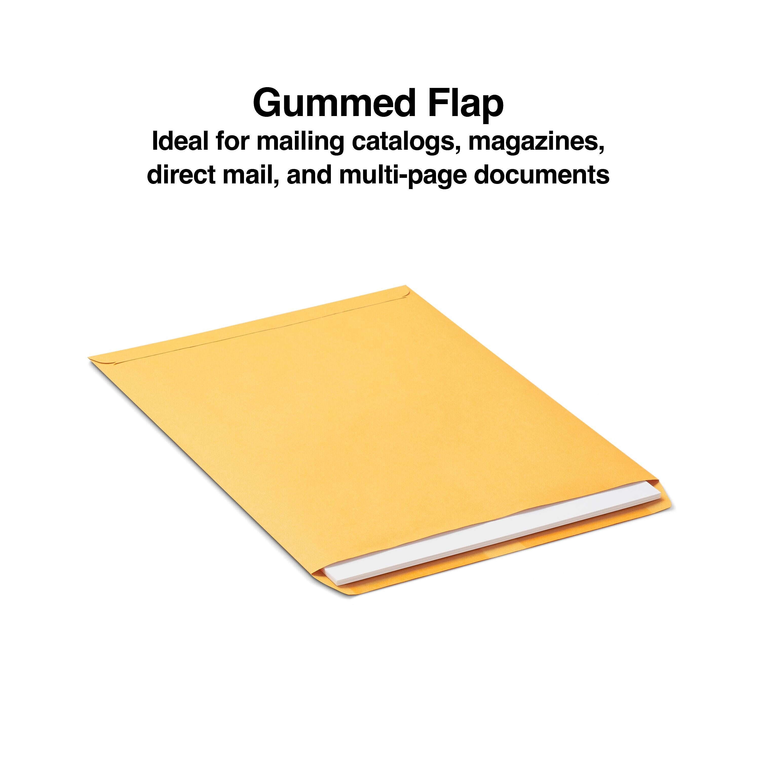 Staples Gummed Kraft Catalog Envelopes, 12" x 15.5", Brown, 100/Box (SPL534784)