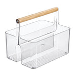 mDesign 2-Compartment Plastic Desk Organizer, Clear/Natural (25717RW)