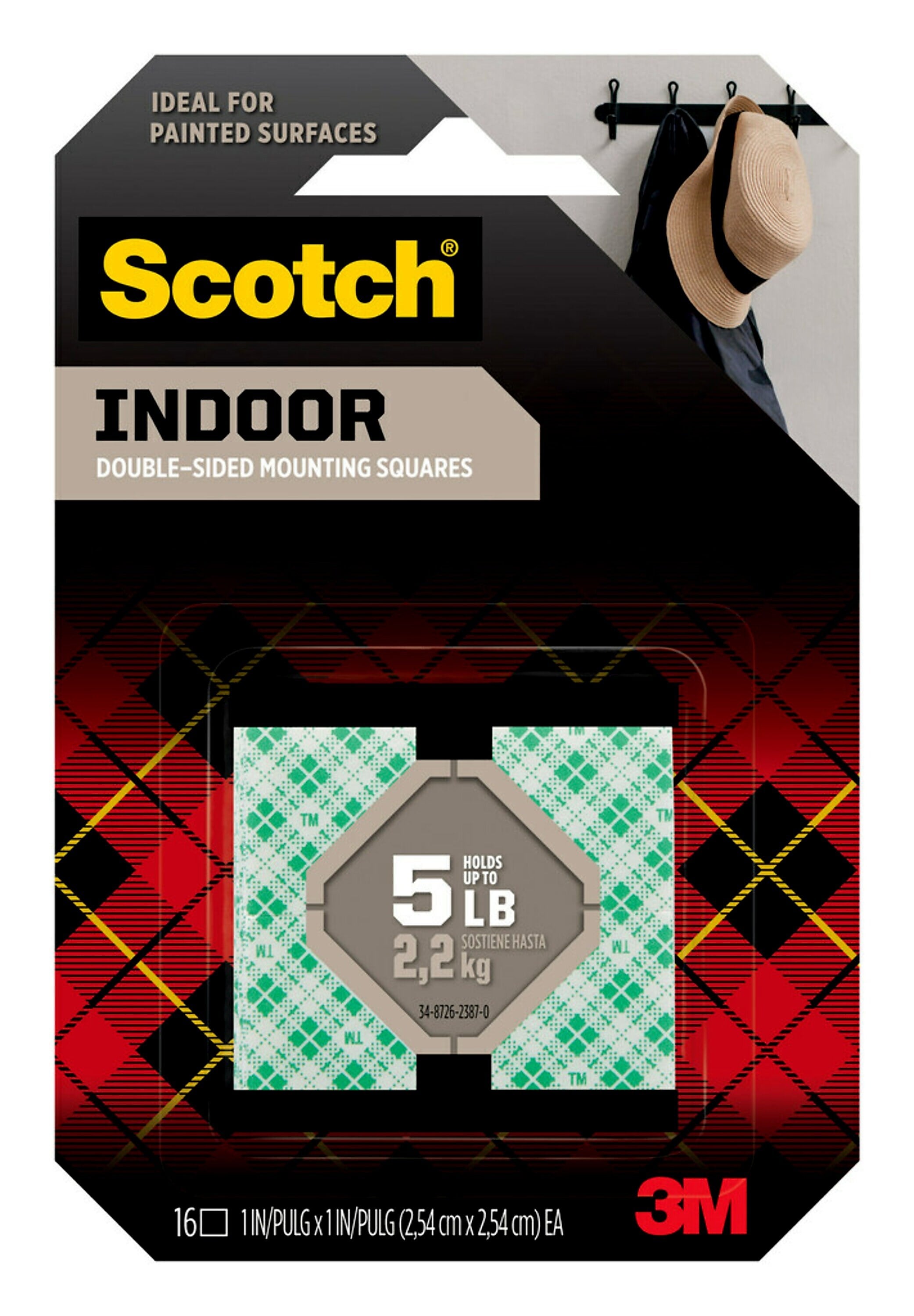 Scotch Mini Mounting Squares, 5 lb., White, 16/Pack (111P)
