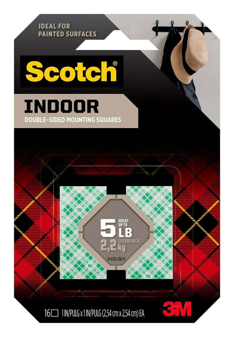Scotch Mini Mounting Squares, 5 lb., White, 16/Pack (111P)