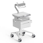 Mount-It! MedHub Mobile Medical Cart Workstation with Drawers, Laptop Arm, and Locking Caster Wheels, White/Grey (MI-16027)