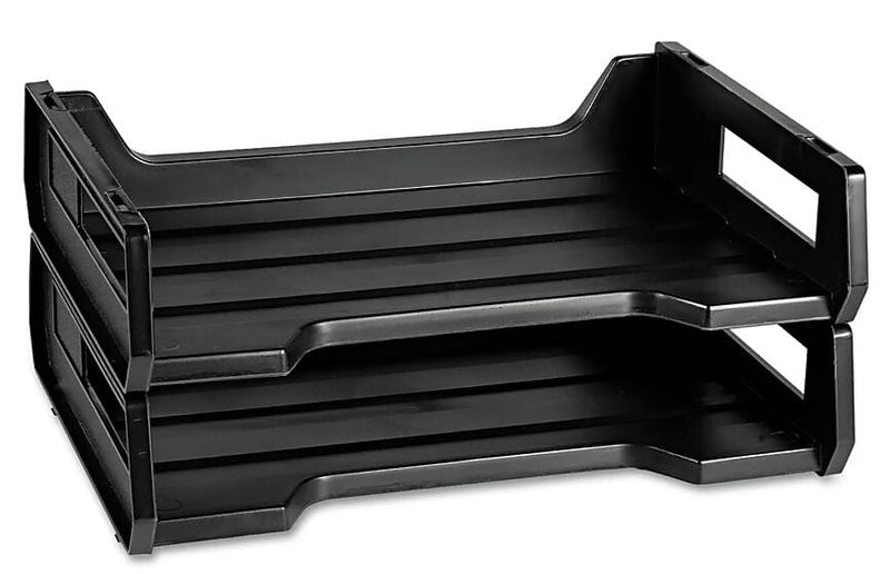 AbilityOne Side Loading Stackable Letter Tray, Letter Size, Black, 2/Pack (NSN0944307)