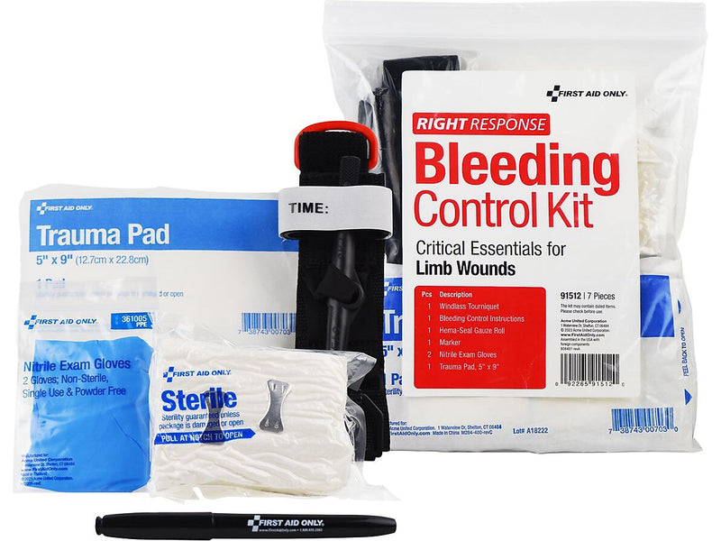 First Aid Only Right Response 7-Piece Bleeding Control Kit, Limb Wounds (91512)