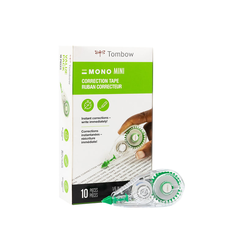 Tombow MONO Mini Correction Tape, White, 10/Pack (68722)