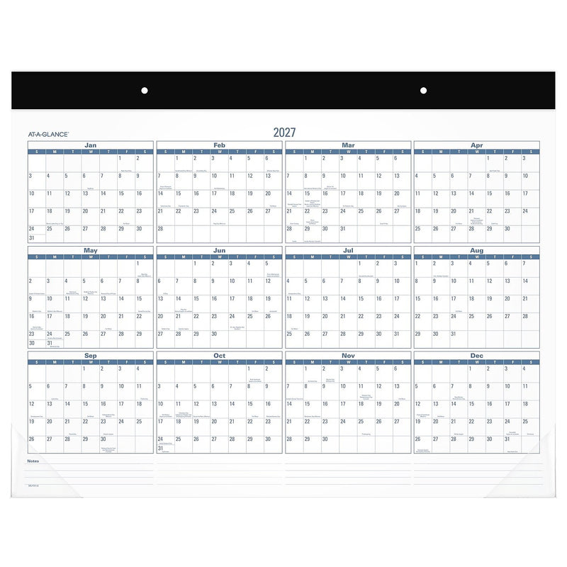 2026 AT-A-GLANCE Easy-to-Read 21.75" x 17" Monthly Desk Pad Calendar, White/Blue (SKLP24-32-26)