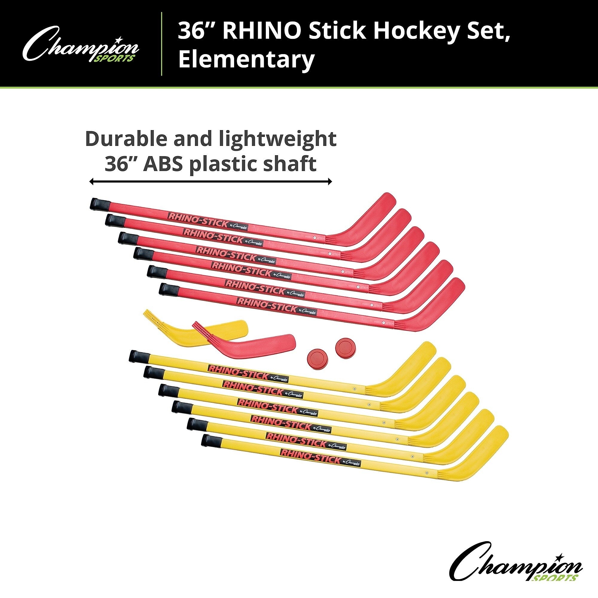 Champion Sports Elementary Hockey Set, Yellow/Red (HS36SET)