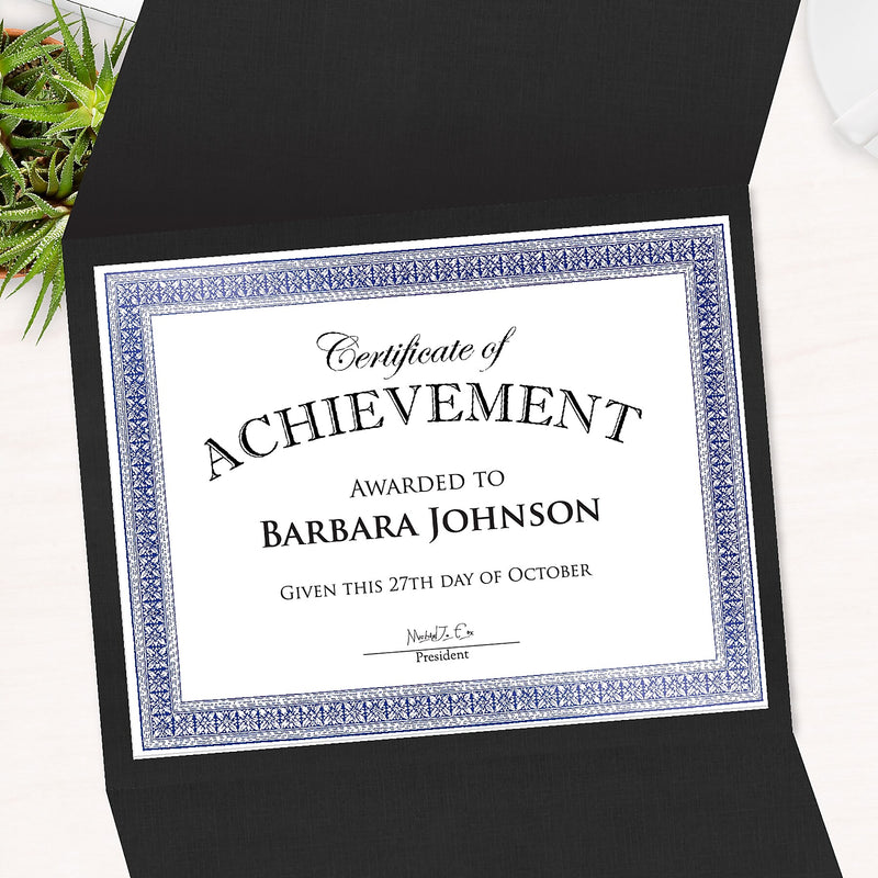 Royal Consumer Tri-Fold Certificate Holders, Black, 5/Pack (GEO47838)