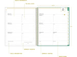 2024-2025 Blue Sky Day Designer Palms 8.5" x 11" Academic Weekly & Monthly Planner, Plastic Cover, White/Green (137891-A25)