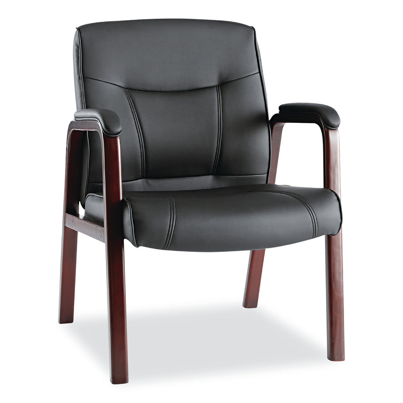 Alera Madaris Bonded Leather Guest Chair, Black/Mahogany (ALEMA43ALS10M)