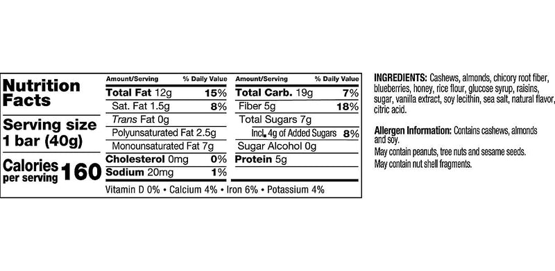 KIND Gluten Free Blueberry Vanilla Cashew Nut Bar Variety Pack, 1.4 oz., 12 Bars/Box (KND18039)